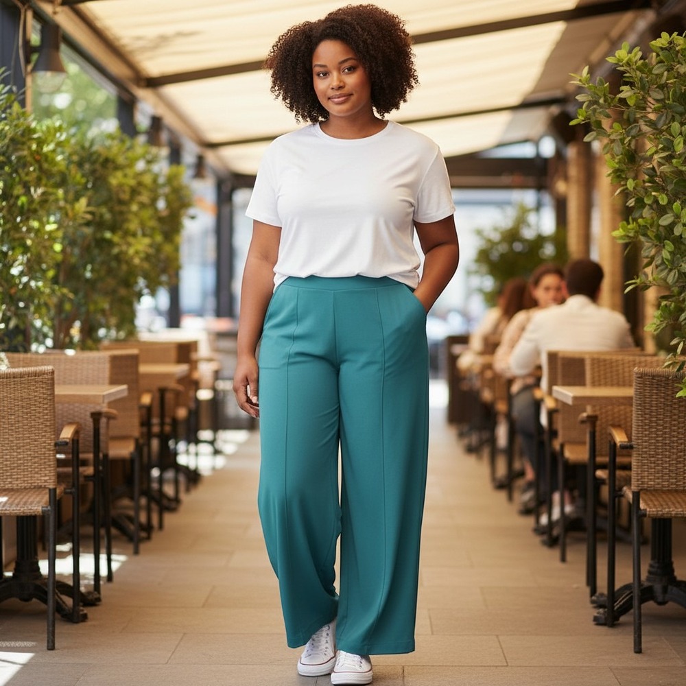❤️Wide Leg Lounge Pants Elastic Waist Comfy Casual Teal Size XXL Pristine